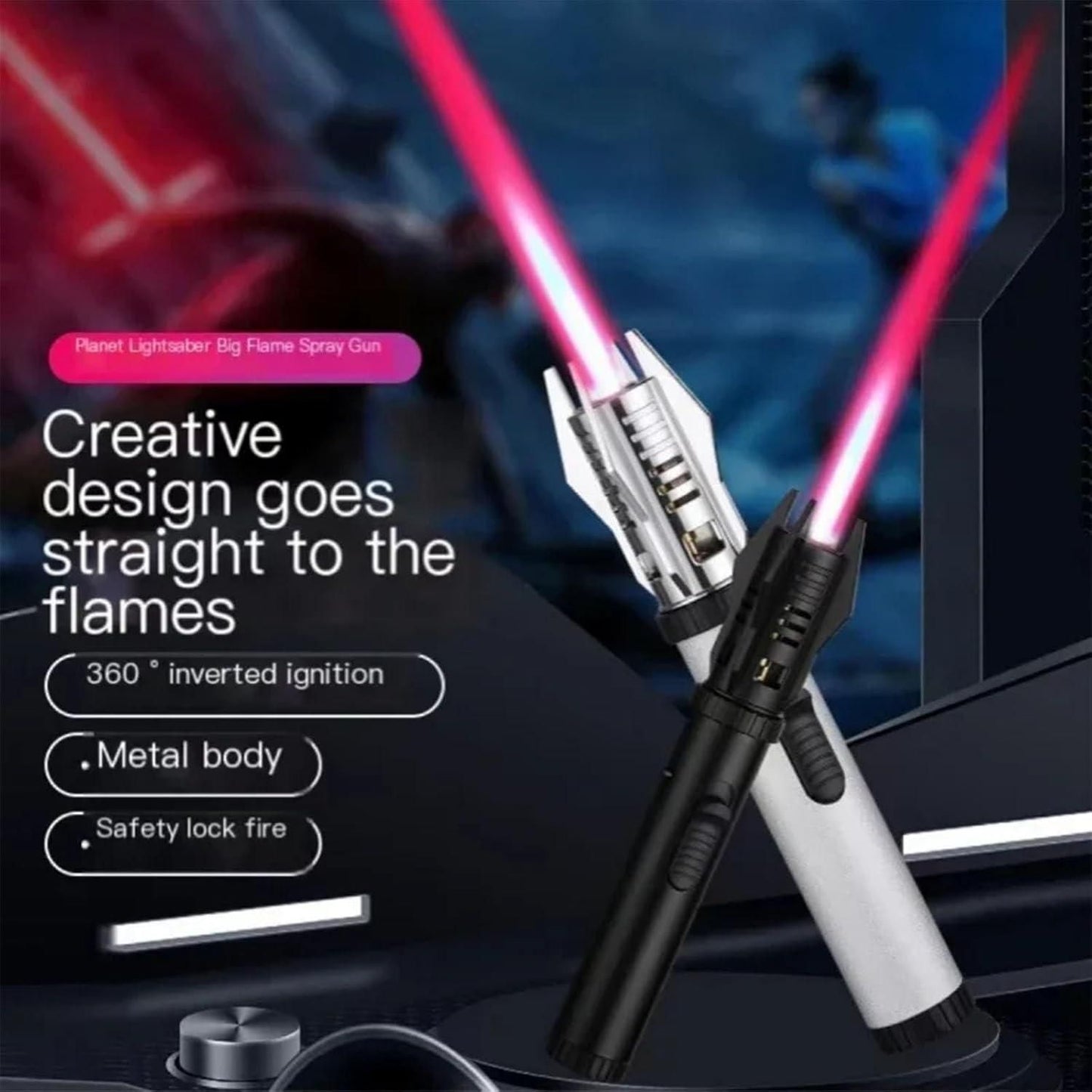 Metal LightsaberInspired Lighter Refillable Steel Body