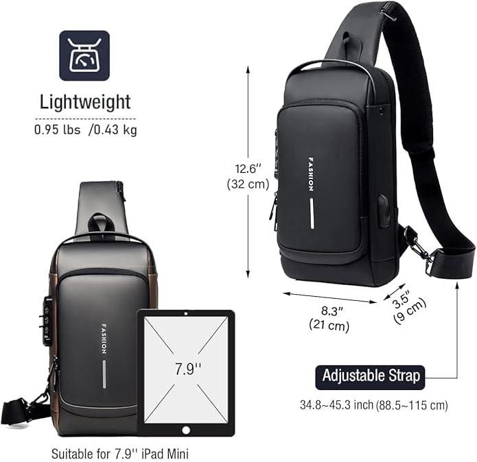 Stylish Sling Bag for Mans & Womans with Leather Outer and Polyester Inner