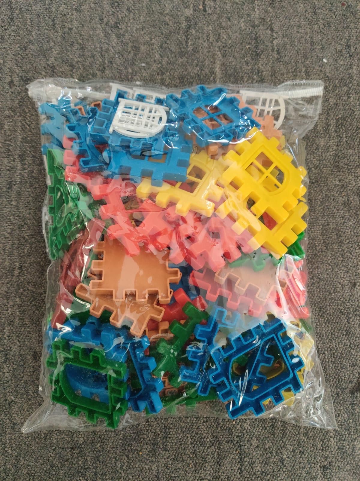 50 Piece Multicolor House Building Blocks Set with Windows for Kids