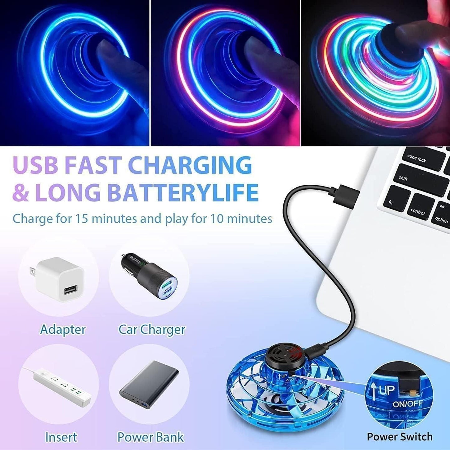 Magic Flying Orb Spinner Outdoor Toy Rechargeable Hover Ball for Kids