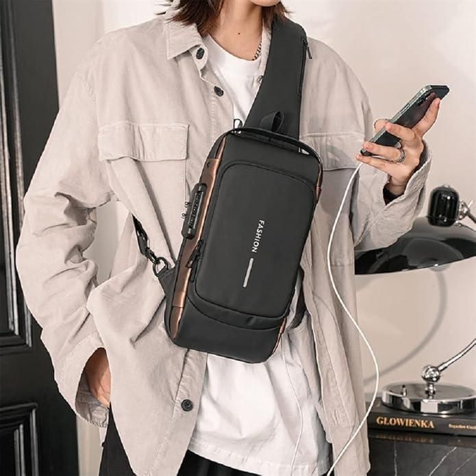 Stylish Sling Bag for Mans & Womans with Leather Outer and Polyester Inner