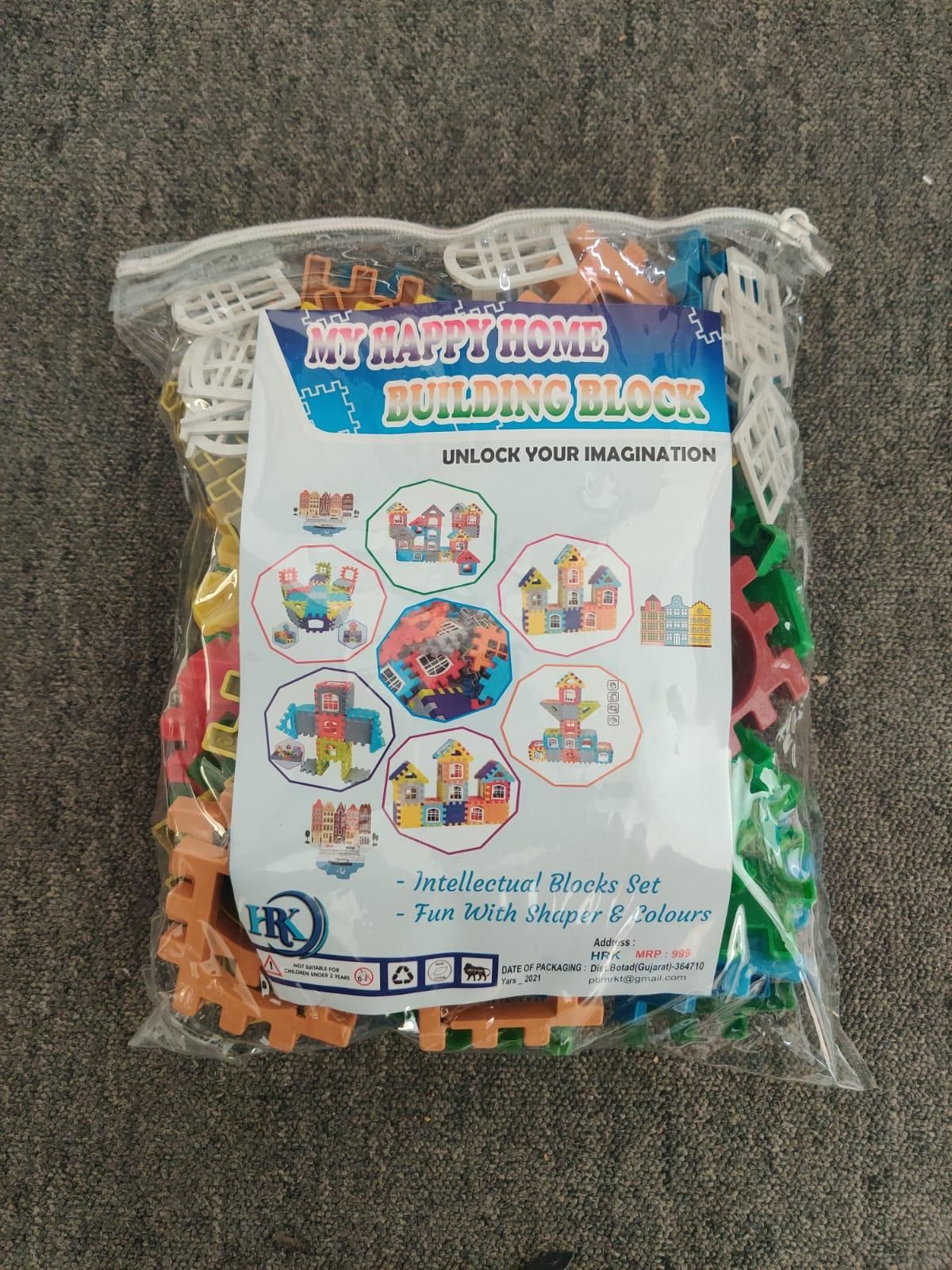 50 Piece Multicolor House Building Blocks Set with Windows for Kids