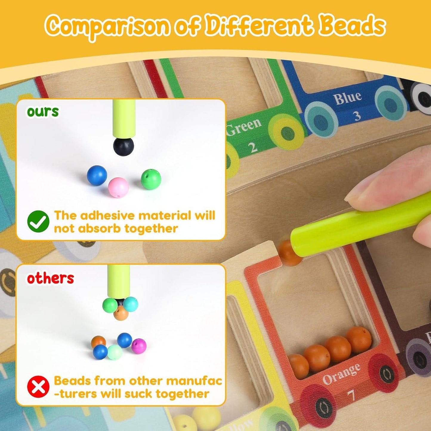 Magnetic Color & Number Maze Montessori Wooden Puzzle Game Board for Kids