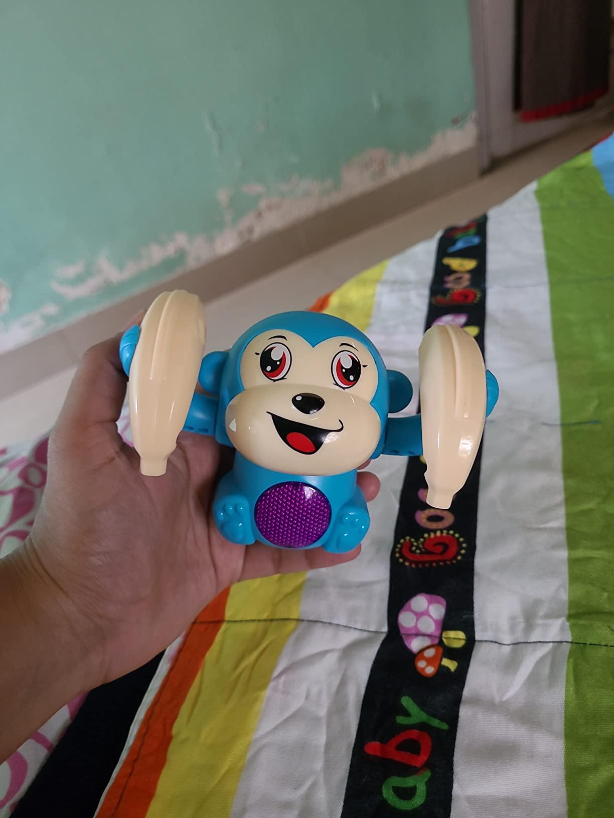 Dancing and Spinning Rolling Doll Tumble Monkey Toy Voice Control Banana Monkey with Musical Toy with Light and Sound Effects and Sensor