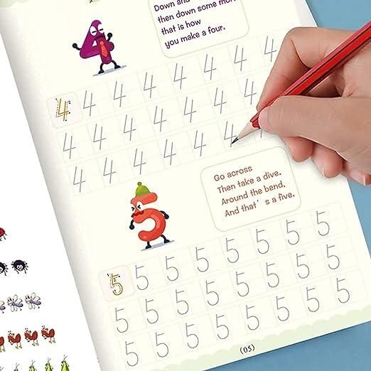 Sank Magic Practice Copybook Set for Kids 4 Reusable Books with Pen, Grip & 10 Refills