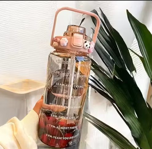Belt Straw Transparent Water Bottles 2L