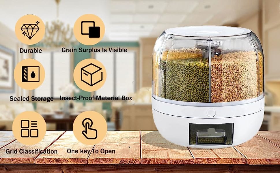 360° Rotating 6 Grid Storage Container