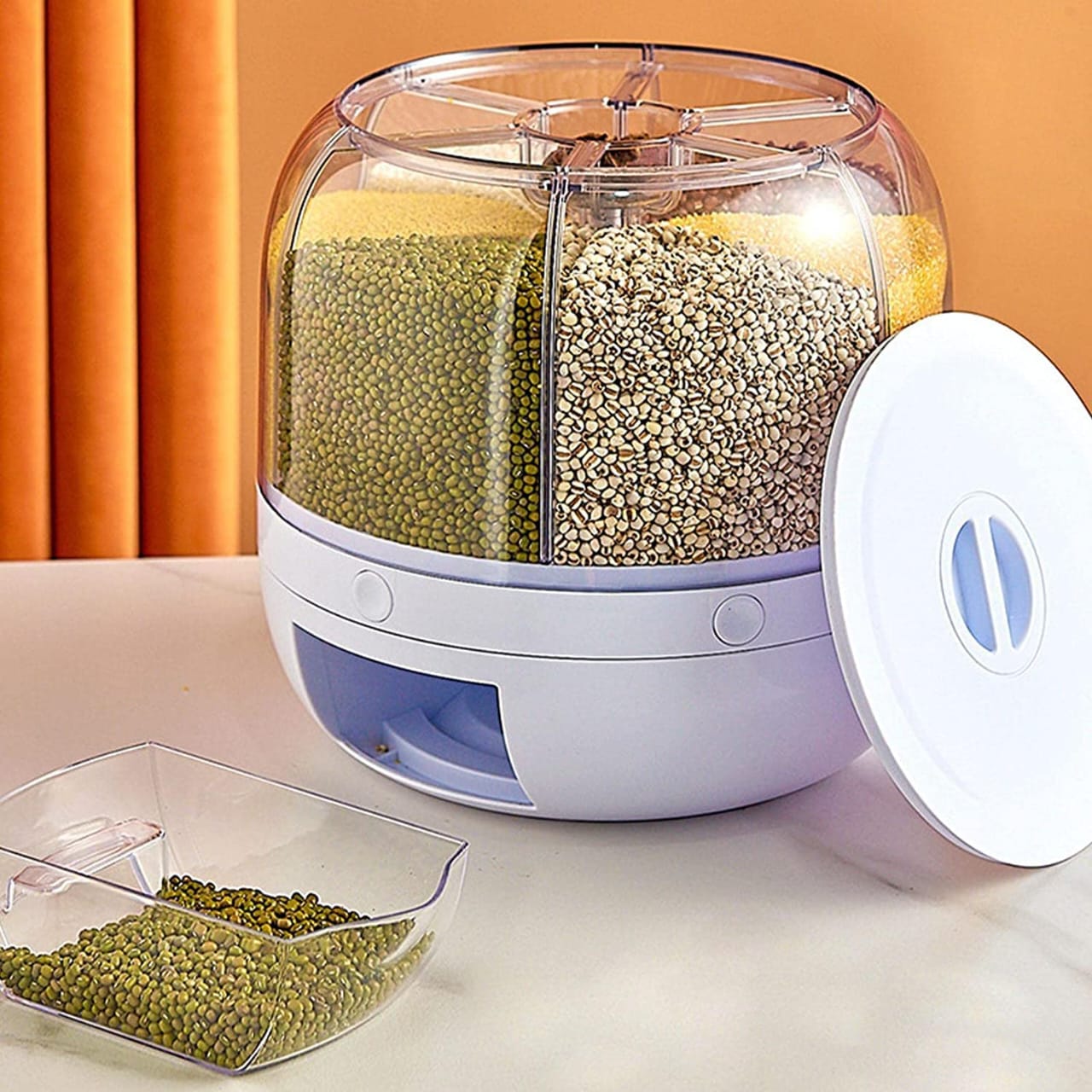 360° Rotating 6 Grid Storage Container