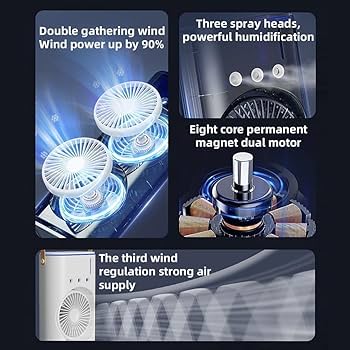 Double-Ended Spray Fan – Portable Mist Cooling & Multi-Function Household Fan