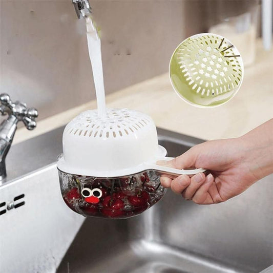 Strainer Dual-Layer Veggie and Fruit Draining Basket with Handle