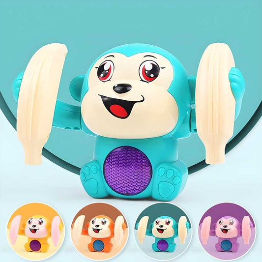 Dancing and Spinning Rolling Doll Tumble Monkey Toy Voice Control Banana Monkey with Musical Toy with Light and Sound Effects and Sensor